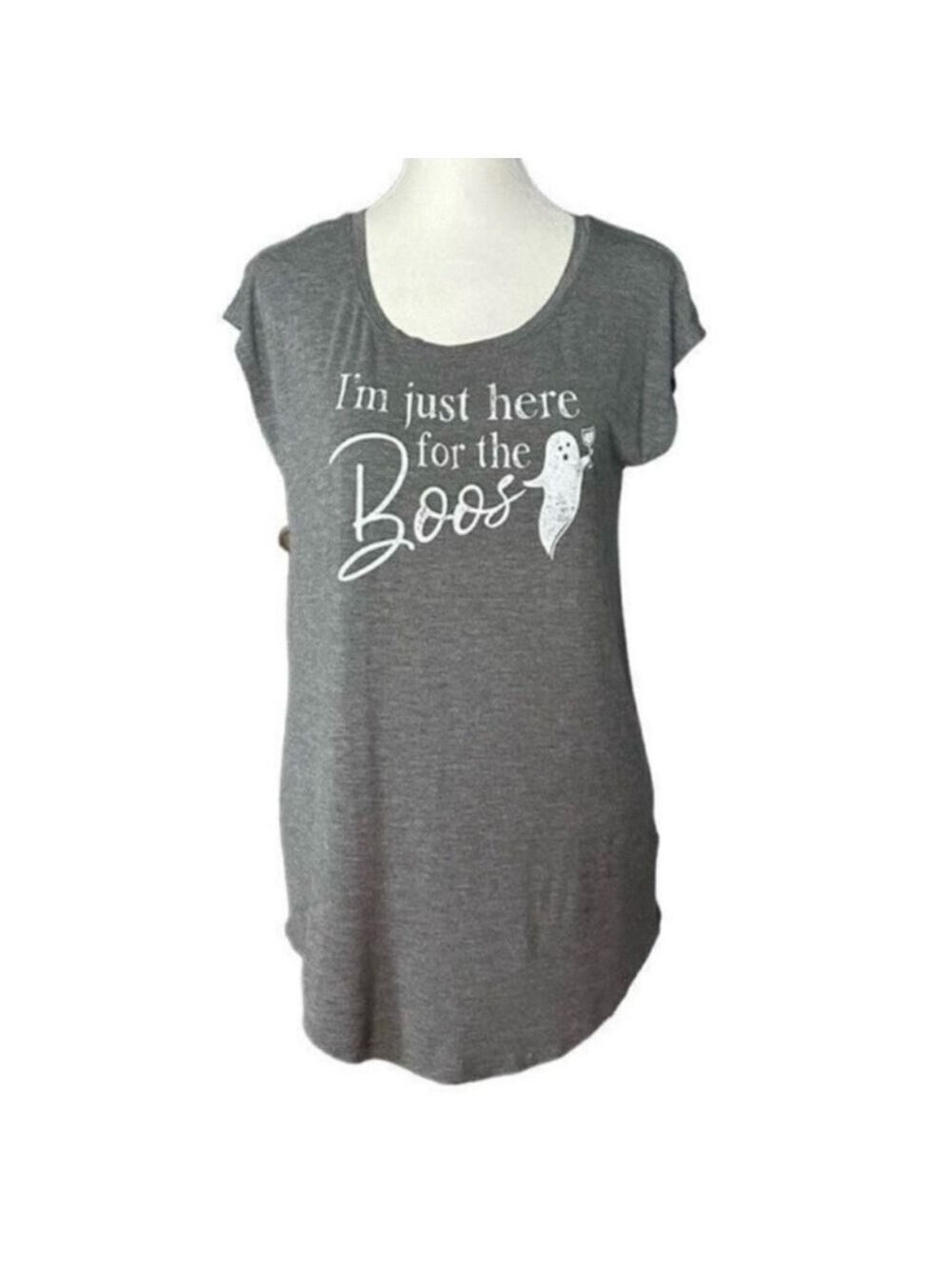 Maurices Here For The Boos Ghost Graphic Jersey Short Sleeve T-Shirt Gray Sz XS